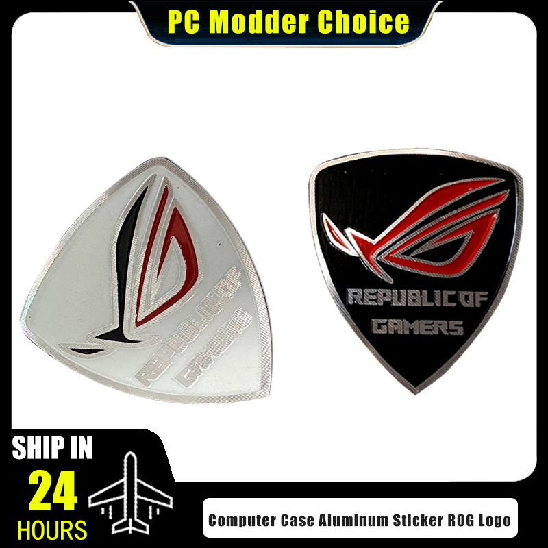 Gaming Accessories White - 컴퓨터 케이스 알루미늄 스티커 ROG 로고