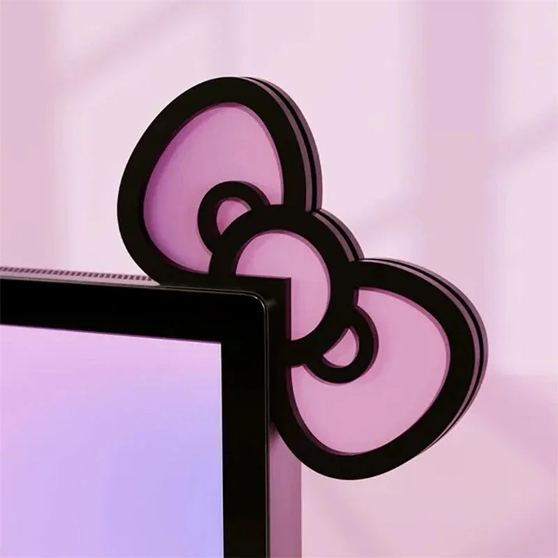 Gaming Accessories Pink - 귀여운 핑크 아크릴 리본 모니터 장식