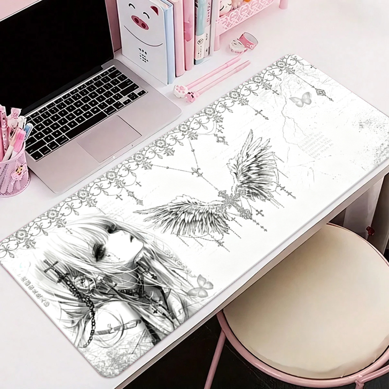 Gaming Accessories White - 가죽 마우스 패드 블랙 화이트 애니메이션