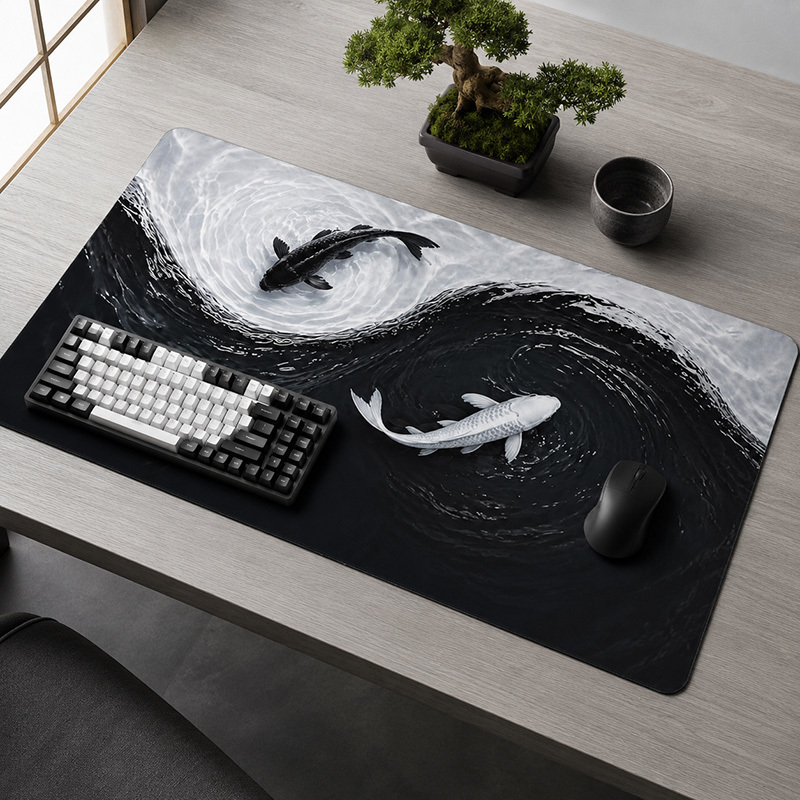 Gaming Accessories White - 블랙 화이트 코이 마우스 패드 게이머