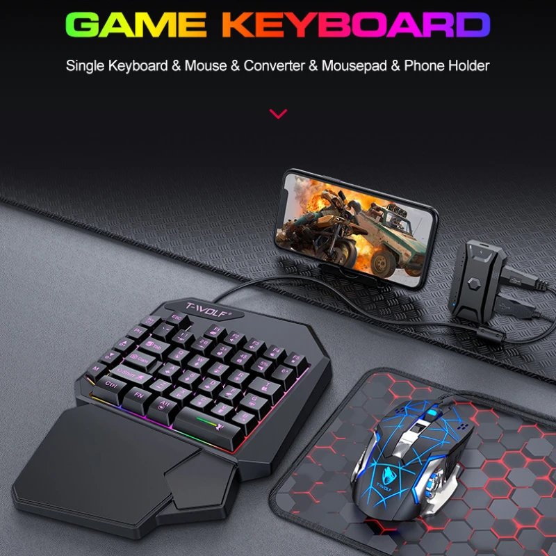 T-WOLF TF900 한 손으로 키보드 왕좌 세트 모 - Gaming Accessories For Mobile 리뷰 및 가격