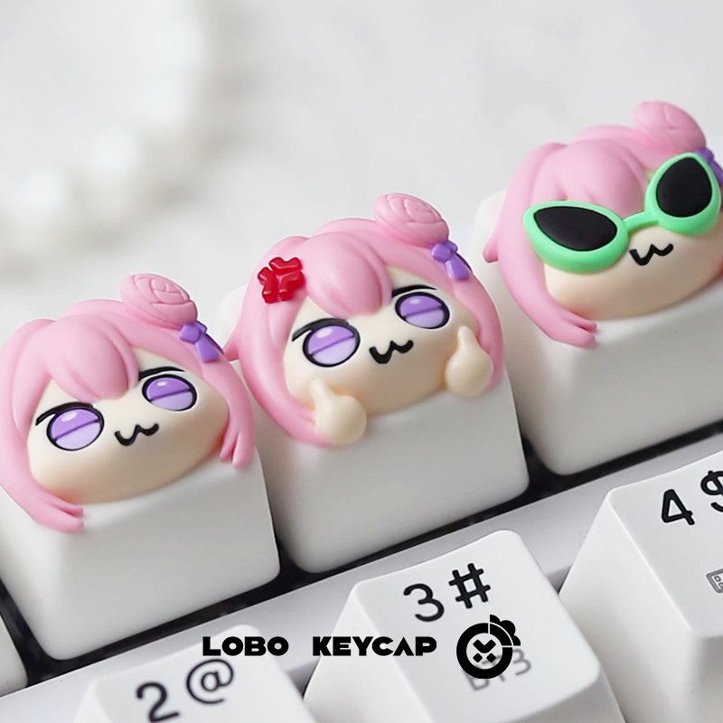 귀여운 핑크 머리카락 애니메이션 소녀 레진 아티산 키캡 - Gaming Accessories Pink 리뷰 및 가격