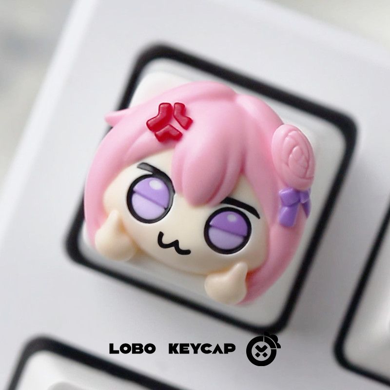 귀여운 핑크 머리카락 애니메이션 소녀 레진 아티산 키캡 - Gaming Accessories Pink 리뷰 및 가격