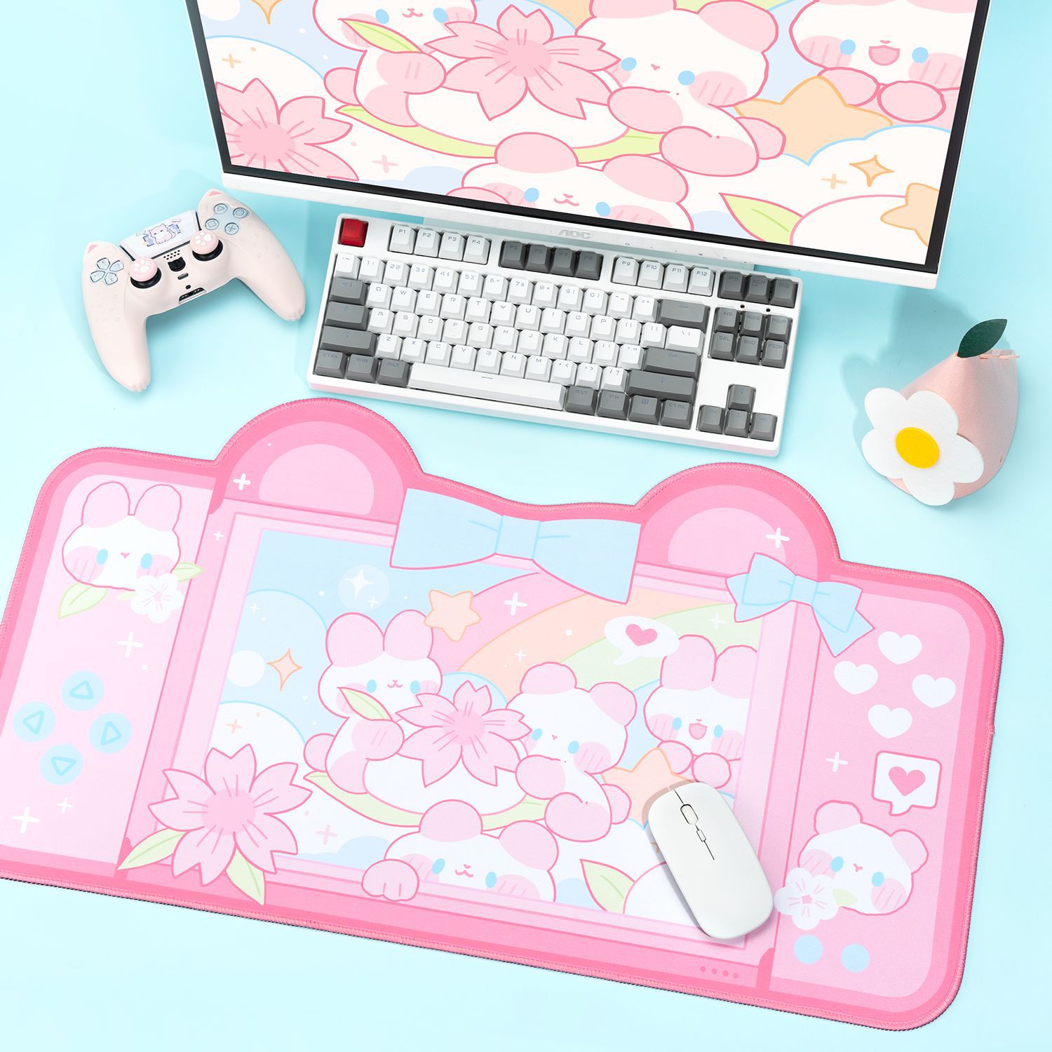 초대형 귀여운 게이밍 마우스 패드, 귀여운 파스텔 핑크 - Gaming Accessories Pink 리뷰 및 가격