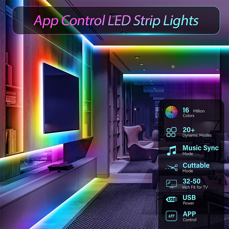 스마트 RGB 플렉시블 LED 리본 테이프 5V 앱 제 - Rgb Hub Sync 리뷰 및 가격